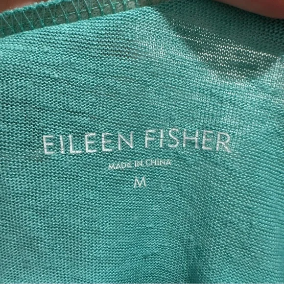 Eileen Fisher Teal 100% Linen Drop Shoulder Tunic Top | Size M - Picture 2 of 10